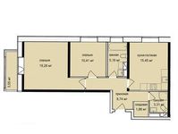 Планировка 3-комнатной квартиры, 66,19 м2