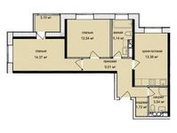Планировка 3-комнатной квартиры, 63,45 м2