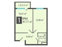 Планировка 1-комнатной квартиры, 87,77 м2