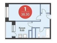 Планировка 1-комнатной квартиры, 38,3 м2