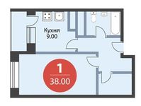 Планировка 1-комнатной квартиры, 38 м2