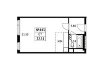 Планировка квартиры студии, 32,31 м2