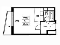 Планировка квартиры студии, 28,5 м2