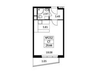 Планировка квартиры студии, 29,44 м2