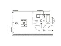 Планировка квартиры студии, 27,41 м2
