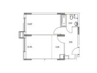 Планировка 1-комнатной квартиры, 40,35 м2