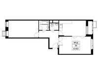 Планировка 2-комнатной квартиры, 63,68 м2