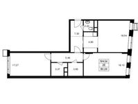Планировка 2-комнатной квартиры, 80,24 м2
