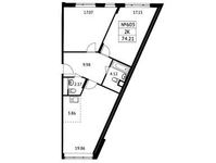 Планировка 2-комнатной квартиры, 74,9 м2
