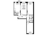Планировка 3-комнатной квартиры, 86,3 м2