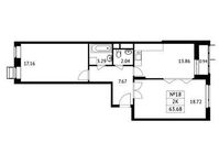 Планировка 2-комнатной квартиры, 63,68 м2
