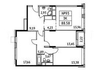 Планировка 3-комнатной квартиры, 87,3 м2