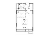 Планировка квартиры студии, 28,56 м2