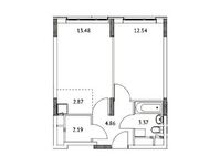 Планировка 1-комнатной квартиры, 39,31 м2