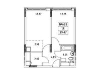 Планировка 1-комнатной квартиры, 39,47 м2