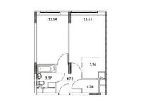 Планировка 1-комнатной квартиры, 40,06 м2