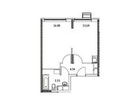 Планировка 1-комнатной квартиры, 38,64 м2