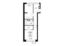 Планировка 1-комнатной квартиры, 36,12 м2