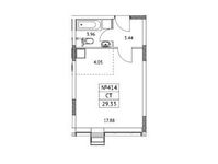 Планировка квартиры студии, 29,33 м2
