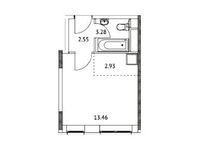 Планировка квартиры студии, 22,22 м2