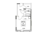 Планировка квартиры студии, 29,05 м2