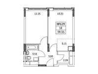 Планировка 1-комнатной квартиры, 39,35 м2