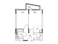 Планировка 1-комнатной квартиры, 40,23 м2