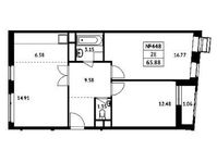 Планировка 2-комнатной квартиры, 67,16 м2