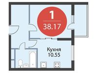 Планировка 1-комнатной квартиры, 38,17 м2