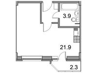 Планировка квартиры студии, 29,8 м2