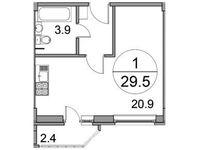Планировка квартиры студии, 29,9 м2