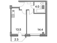 Планировка 1-комнатной квартиры, 34,2 м2