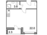Планировка квартиры студии, 32,6 м2