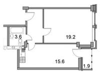 Планировка 1-комнатной квартиры, 45,7 м2