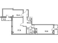 Планировка 2-комнатной квартиры, 63,5 м2