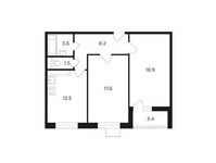 Планировка 2-комнатной квартиры, 63,97 м2