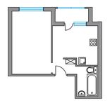 Планировка 1-комнатной квартиры, 34,9 м2
