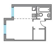 Планировка 1-комнатной квартиры, 28,5 м2