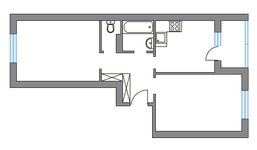 Планировка 2-комнатной квартиры, 53,9 м2