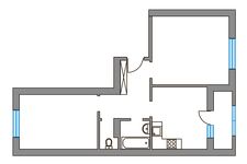 Планировка 2-комнатной квартиры, 60,8 м2