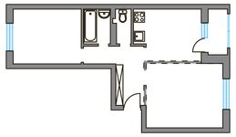 Планировка 2-комнатной квартиры, 53,6 м2