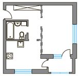 Планировка 1-комнатной квартиры, 33,6 м2
