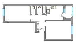 Планировка 2-комнатной квартиры, 57,9 м2