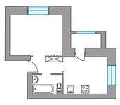 Планировка 1-комнатной квартиры, 34,36 м2