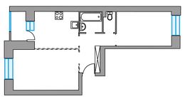 Планировка 2-комнатной квартиры, 51,91 м2