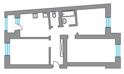 Планировка 3-комнатной квартиры, 72,7 м2