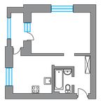 Планировка 1-комнатной квартиры, 38,9 м2