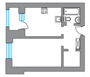 Планировка 1-комнатной квартиры, 37,6 м2