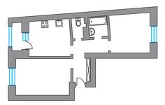 Планировка 2-комнатной квартиры, 53,3 м2