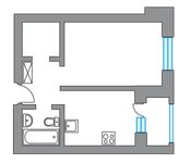 Планировка 1-комнатной квартиры, 33 м2